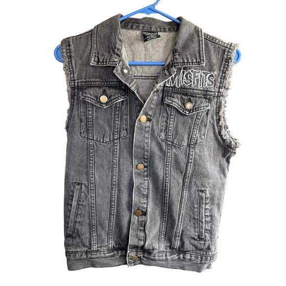 Misfits Cyclopean Music Vintage Cut Off Jacket Mens S Black Skull Punk Rock Band - Picture 1 of 6